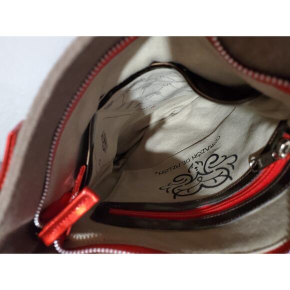 Corazon De Melon Floral Mexican Designer Adjustable Velour Canvas Crossbody Bag - Picture 11 of 11